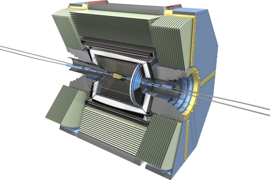 Model of the Belle II detector. The MPP has a leading role in developing the inner pixel detector. (Photo: MPP)