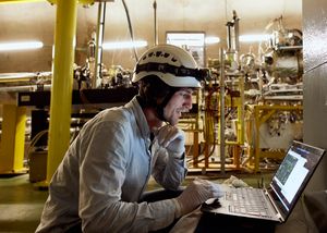 A scientist of the Max Planck Institute for Physics working at the AWAKE experiment.