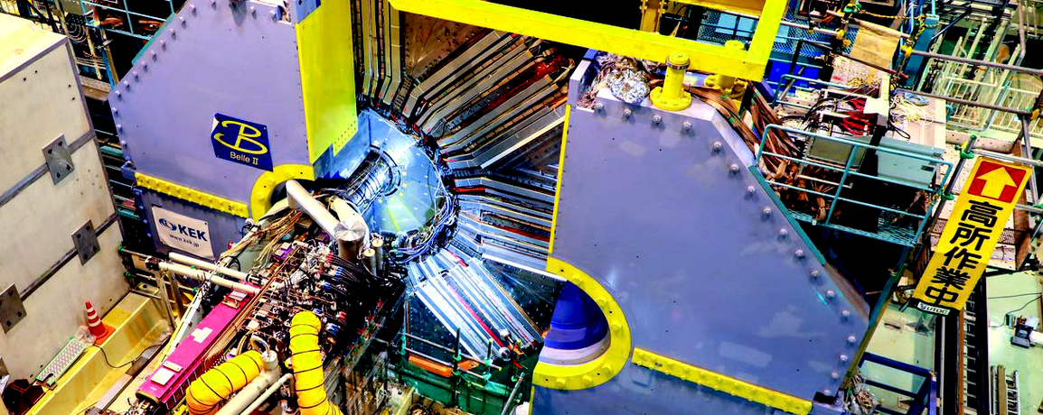 Der Belle II-Detektor zeichnet die von SuperKEKB produzierten Teilchenkollisionen auf und wertet sie aus. (Foto: Shota Takahashi/KEK)