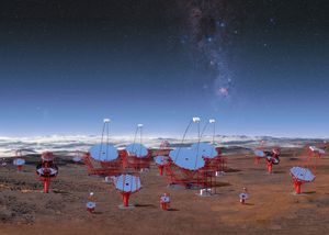 Die Teleskope des CTA-Observatoriums auf der Südhalbkugel (Bild: CTAO/M-A. Besel/IAC (G.P. Diaz)/ESO)