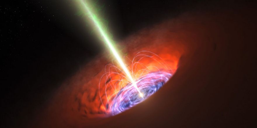 A black hole emits a cosmic jet into the universe (Image: ESO)