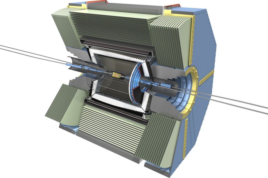 Modell des Belle II-Detektors. Das MPP ist federführend an der Entwicklung des zentralen Pixel-Detektors beteiligt. (Bild: MPP)