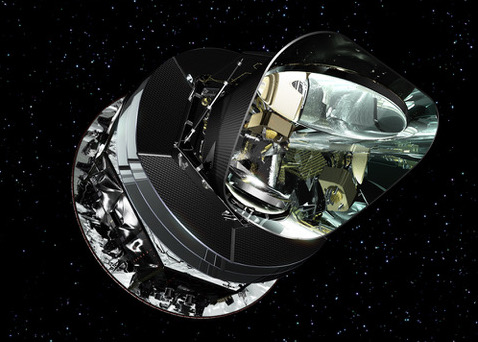 This artist's impression shows the front view of the Planck satellite