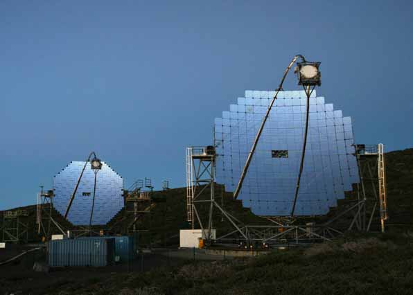 The MAGIC telescopes on the canary island of La Palma